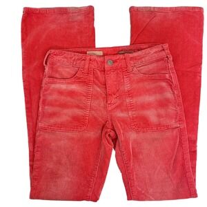 Pilcro Anthropologie Red Corduroy‎ Flare Leg Utility Pocket Pants